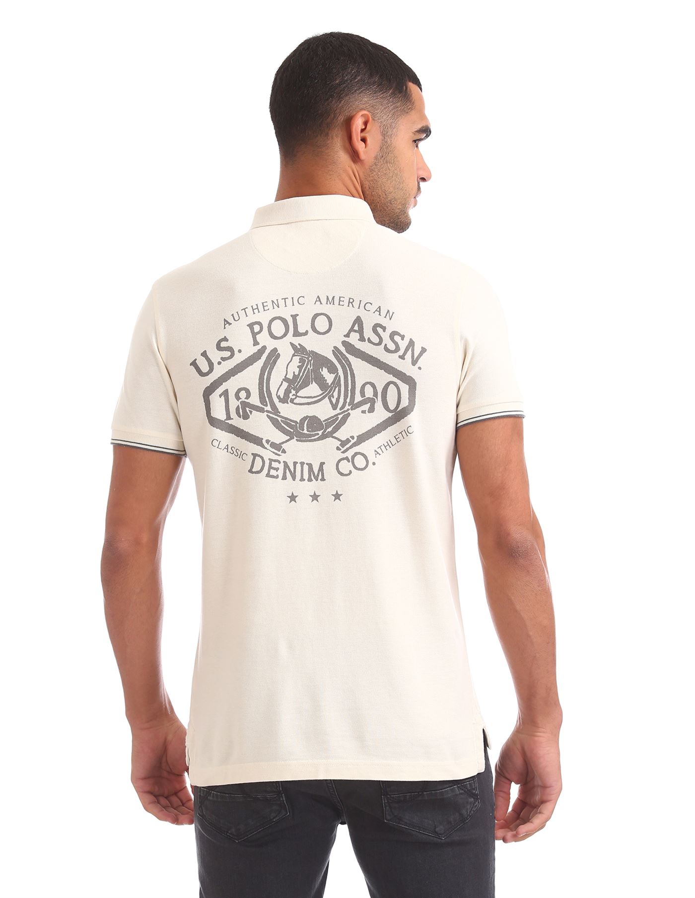 U.S.Polo Assn. Men Casual Wear White T-Shirt